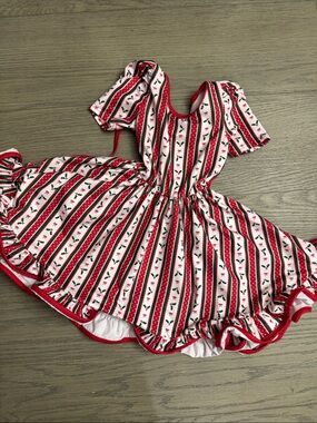 Girlhood 4T CandyCane Holly Red & White Holiday Stripe Kids Dress